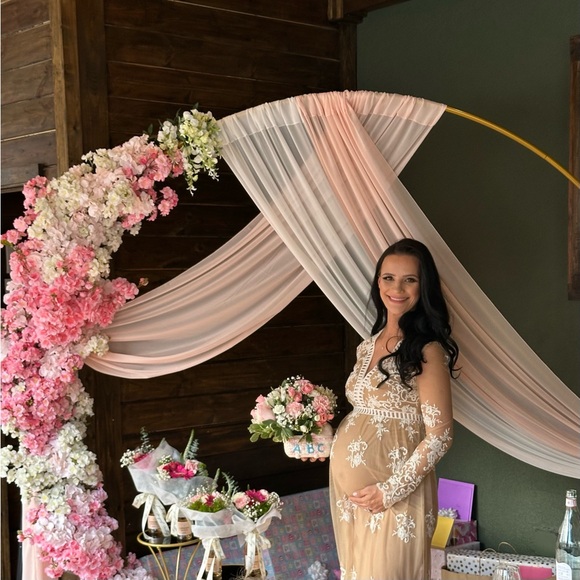 FOREVER 21 BEAUTIFUL NUDE AND WHITE LACE MAXI DRESS - Picture 6 of 6